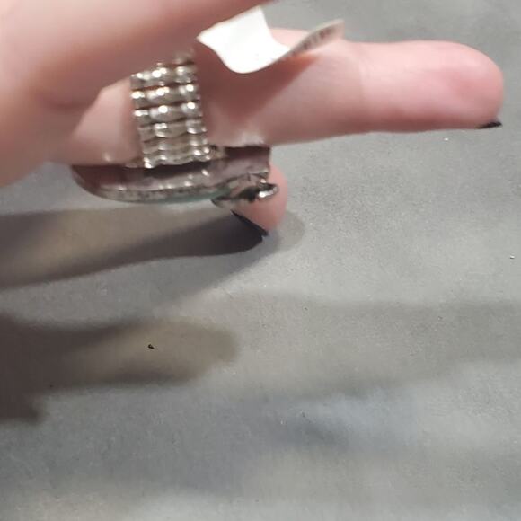 Large faux turquoise silver tube tone - Picture 6 of 6